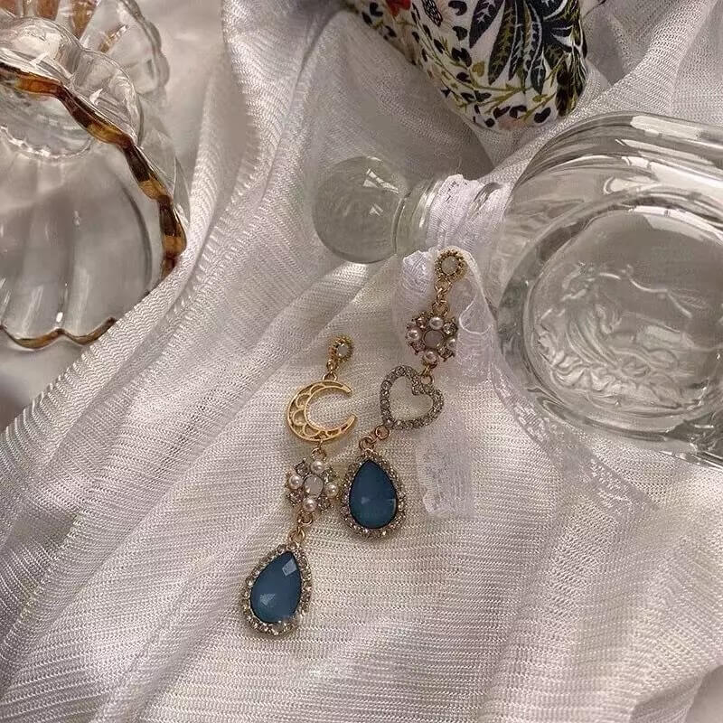 White Tanuki Angelic Blue Earrings