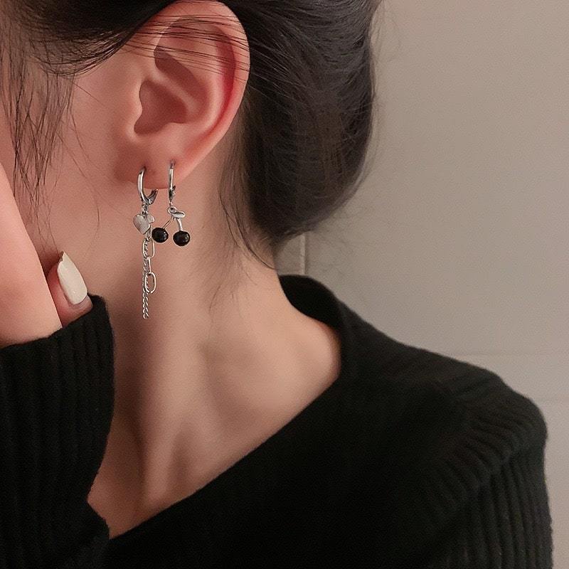 Black Cherry Earring Collection White Tanuki