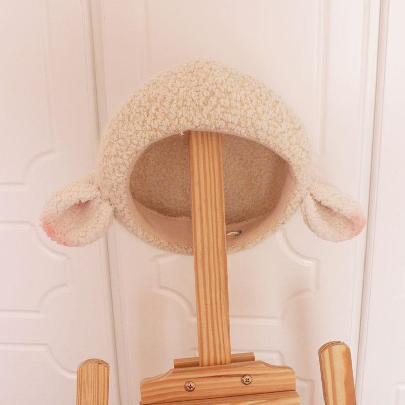 HANDMADE] Soft Lamb Beret White Tanuki