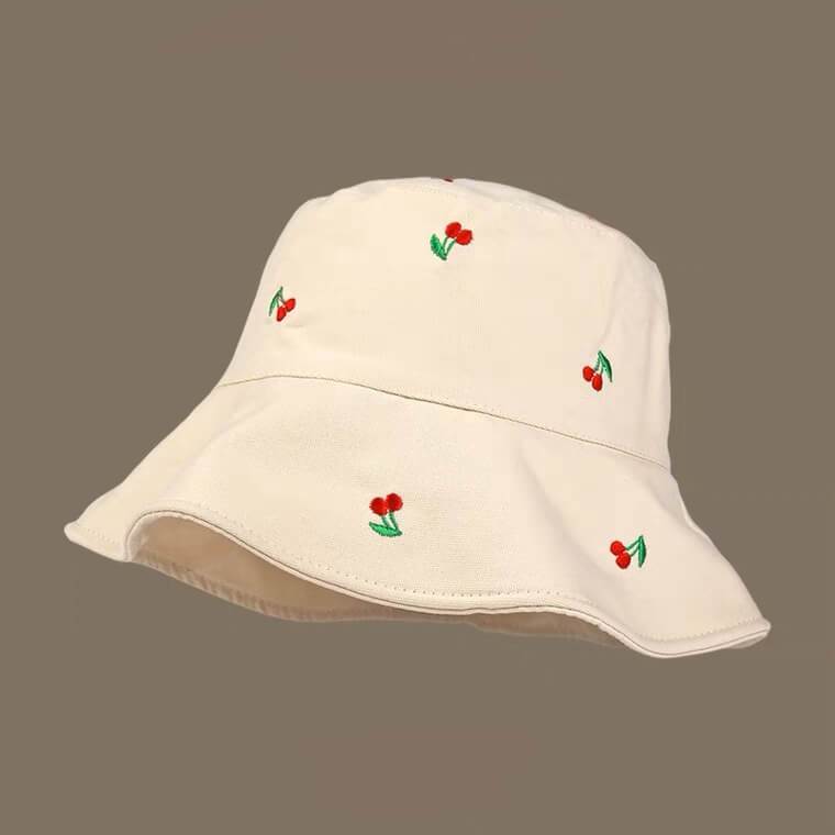 White Tanuki Cherry Reversible Hat