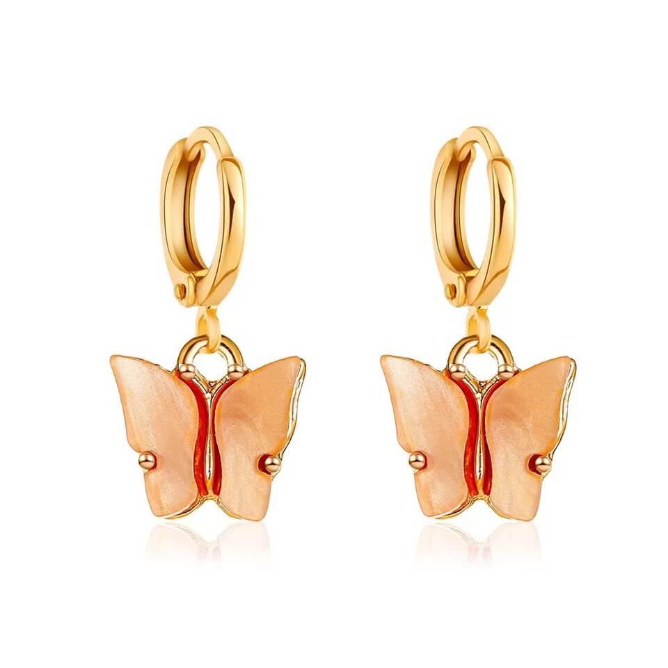 White Tanuki Crystal Butterfly Earrings