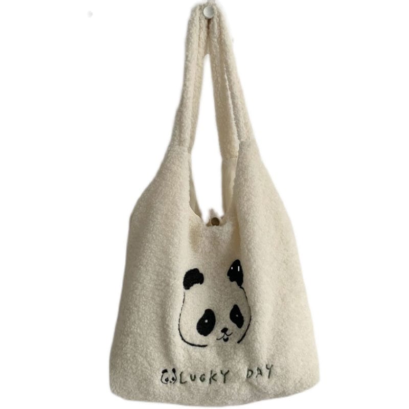 White Tanuki Fluffy Panda Tote Bag