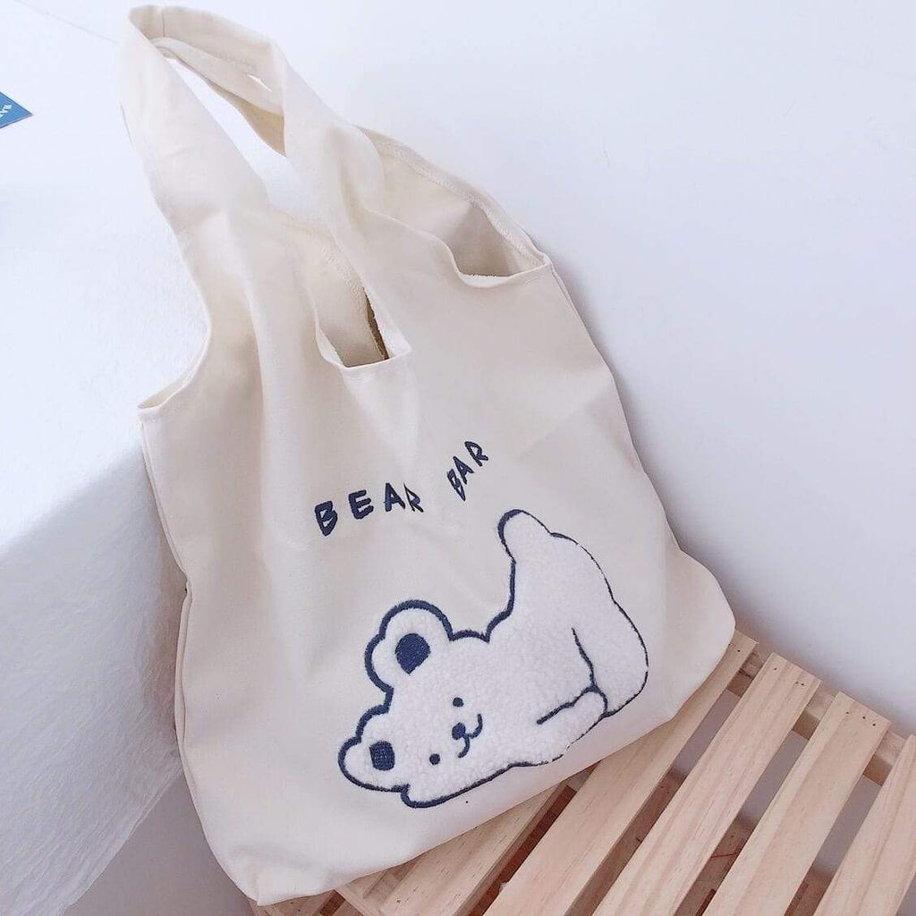 White Tanuki Non - Adjustable Soft Bear Tote Bag