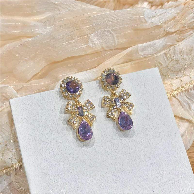 White Tanuki Royal Purple Earrings