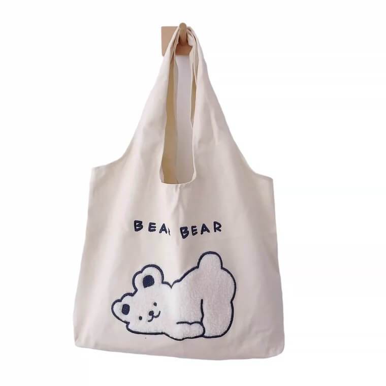 White Tanuki Soft Bear Tote Bag