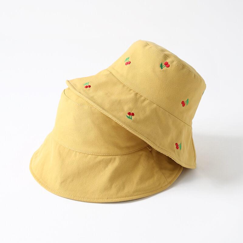 White Tanuki Yellow Cherry Reversible Hat