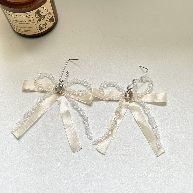 White Tanuki Angelic Bow Earrings
