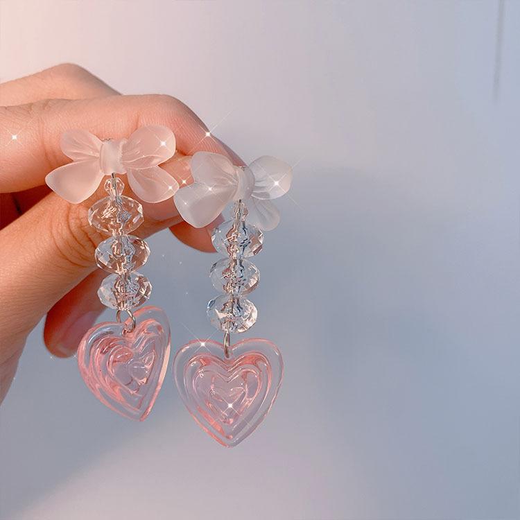 White Tanuki 银针款 Fluttering Hearts Earrings