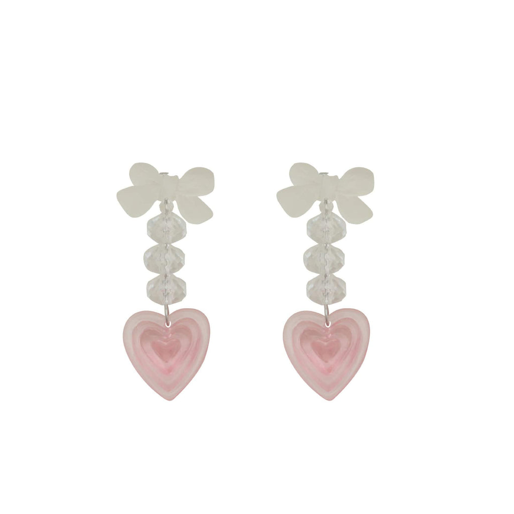 White Tanuki 银针款 Fluttering Hearts Earrings