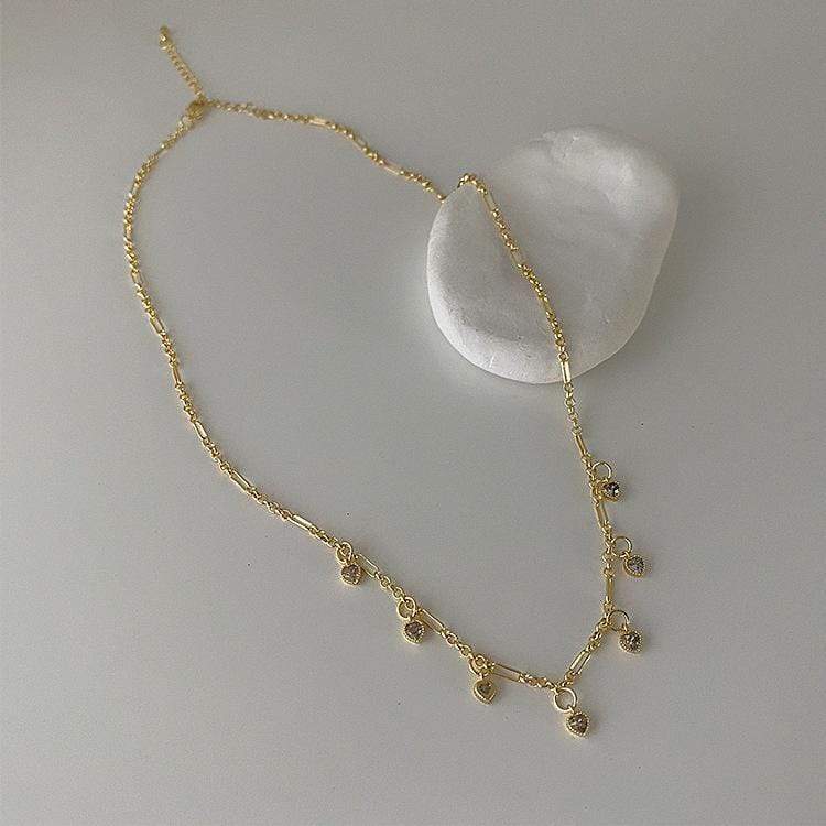 White Tanuki Simple Hearts Necklace