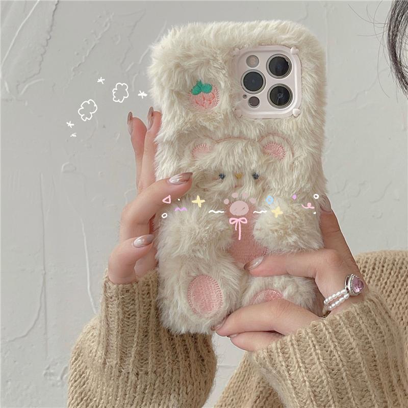 White Tanuki 苹果7p/8p Strawberry Bear Phone Case
