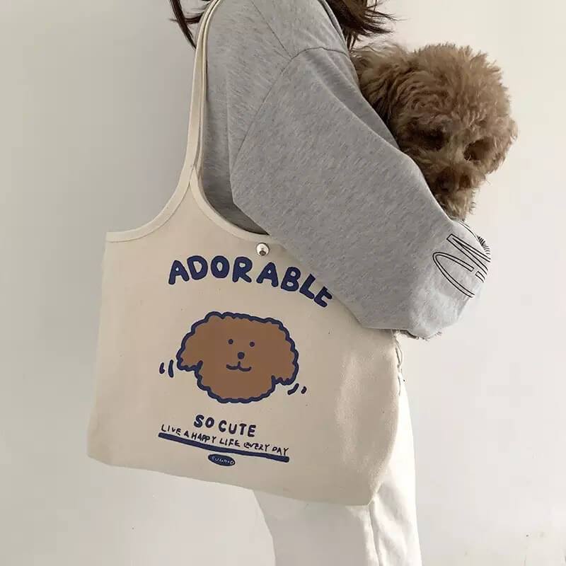 Adorable Tote Bag | White Tanuki