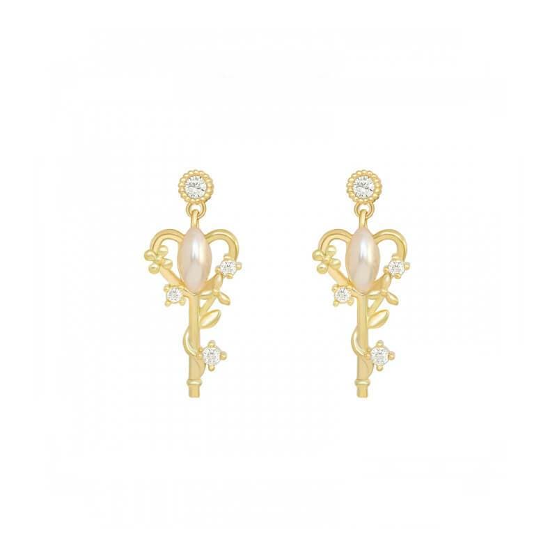 White Tanuki Angelic Key Earrings