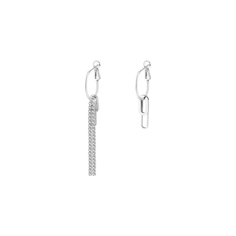 White Tanuki 银针-不对称 Asymmetric Links Earrings