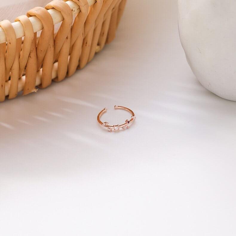 White Tanuki B / Standard Pink Floral Rings
