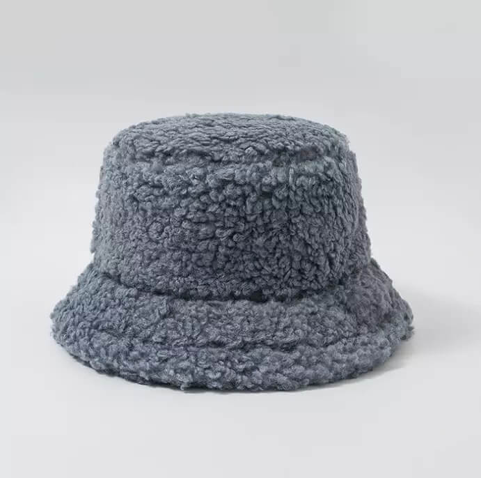 White Tanuki Blue Grey Teddy Bucket Hat