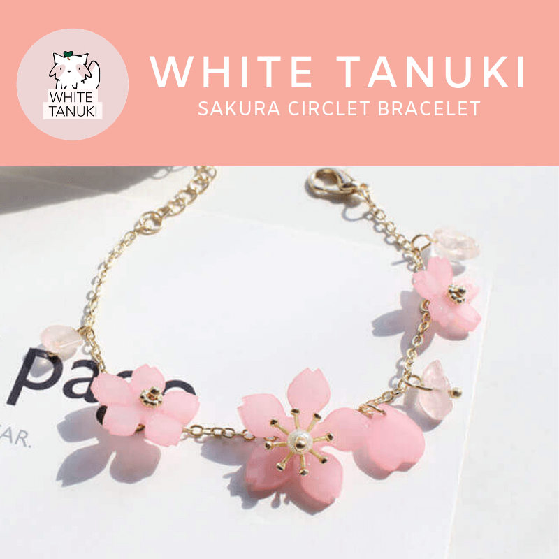 White Tanuki Bracelet Sakura Circlet