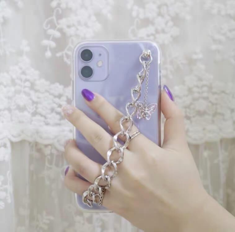 White Tanuki Butterfly and Chain Phone Case
