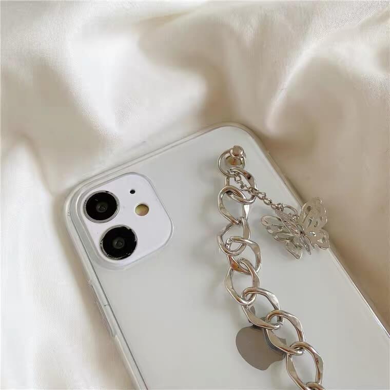 White Tanuki Butterfly and Chain Phone Case