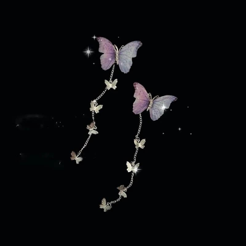 White Tanuki Butterfly Duo Hair Clips