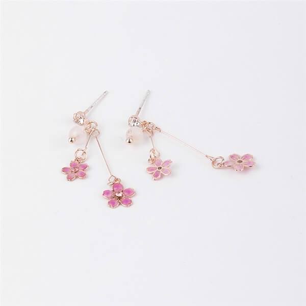 White Tanuki Cherry Blossom Earrings