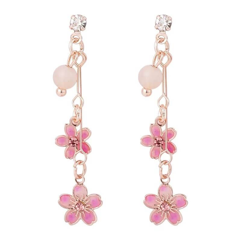 White Tanuki Cherry Blossom Earrings