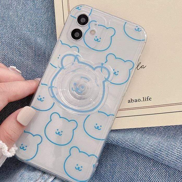White Tanuki Clear Blue Bears Phone Case