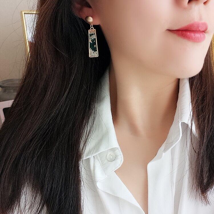 White Tanuki Clear Skies Earrings