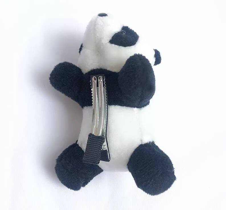 White Tanuki Clip Panda Plush Pin