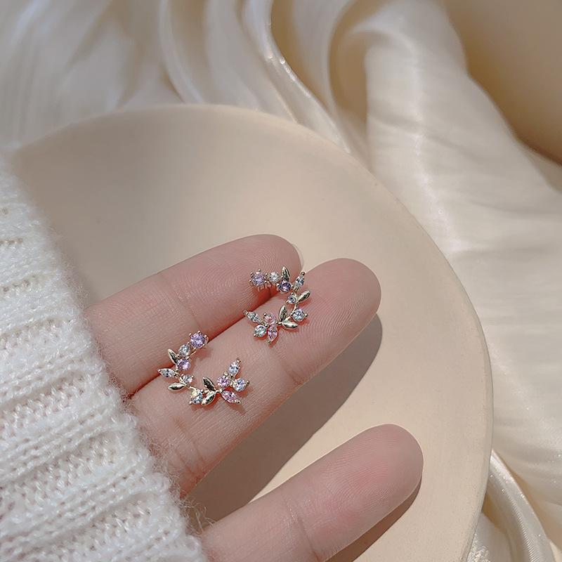 White Tanuki Pink Forest Earrings