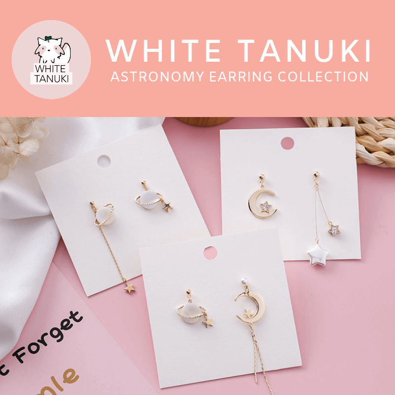 White Tanuki Earring Astronomy Earring Collection