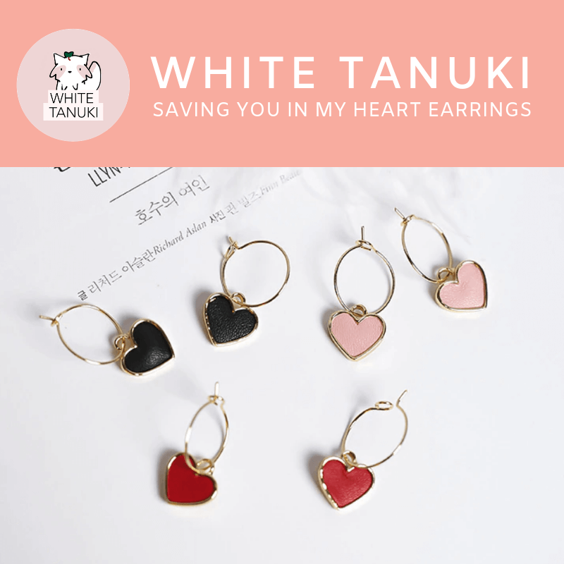 White Tanuki Earring Saving You in My Heart Earrings