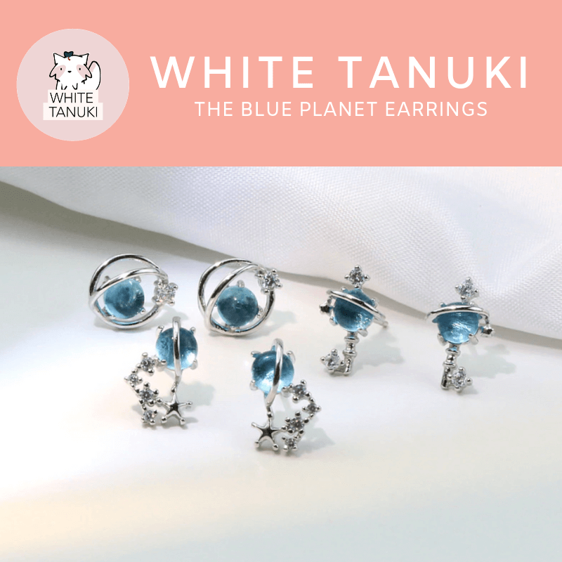 White Tanuki Earring The Blue Planet Earrings