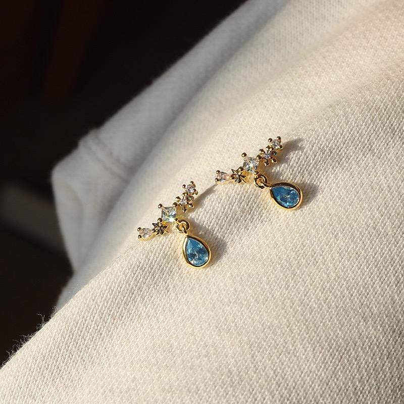 White Tanuki Earrings Ocean's Tear Earrings
