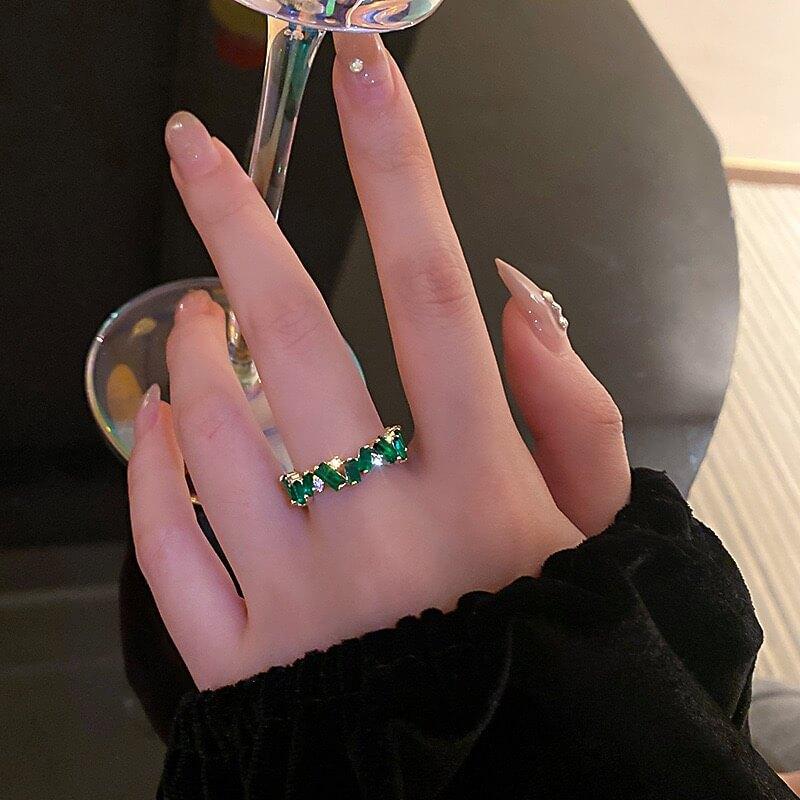 White Tanuki Emerald Ring