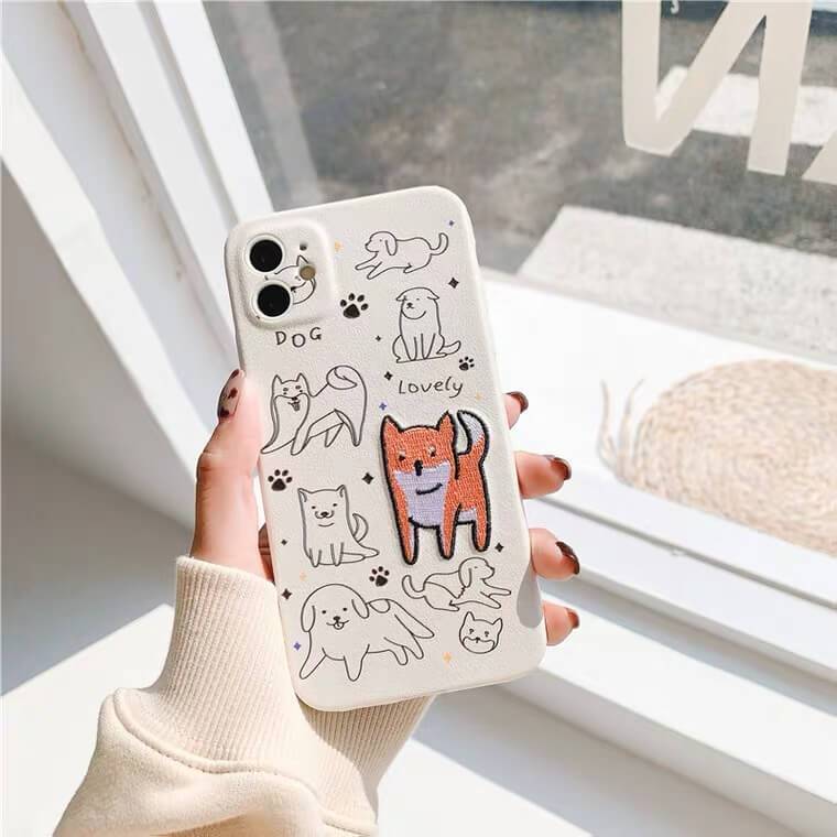 White Tanuki For iphone SE2020 / Dog My Pets Embroidered Phone Case