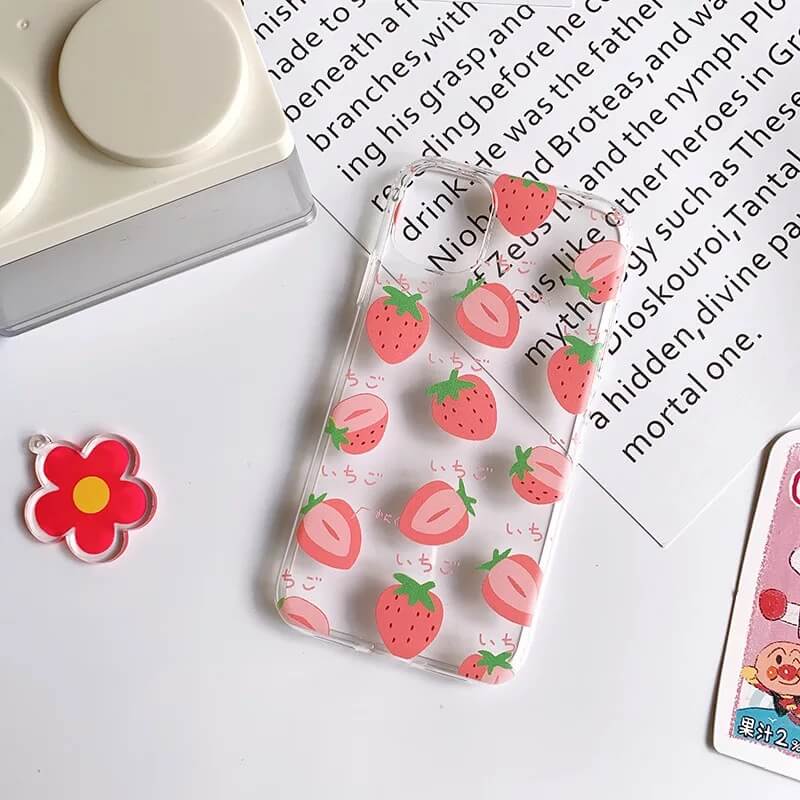 White Tanuki for iphone XS MAX / Strawberry Fruits for Life Phone Case