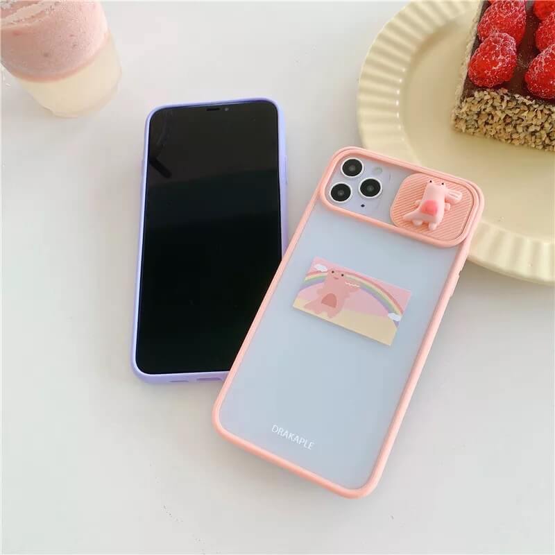 White Tanuki For-iphone11 / Pink Happy Crocodile Phone Case
