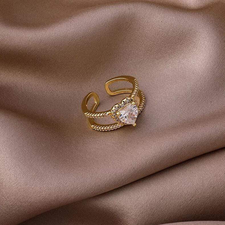 White Tanuki gold / Standard Heart Stone Ring