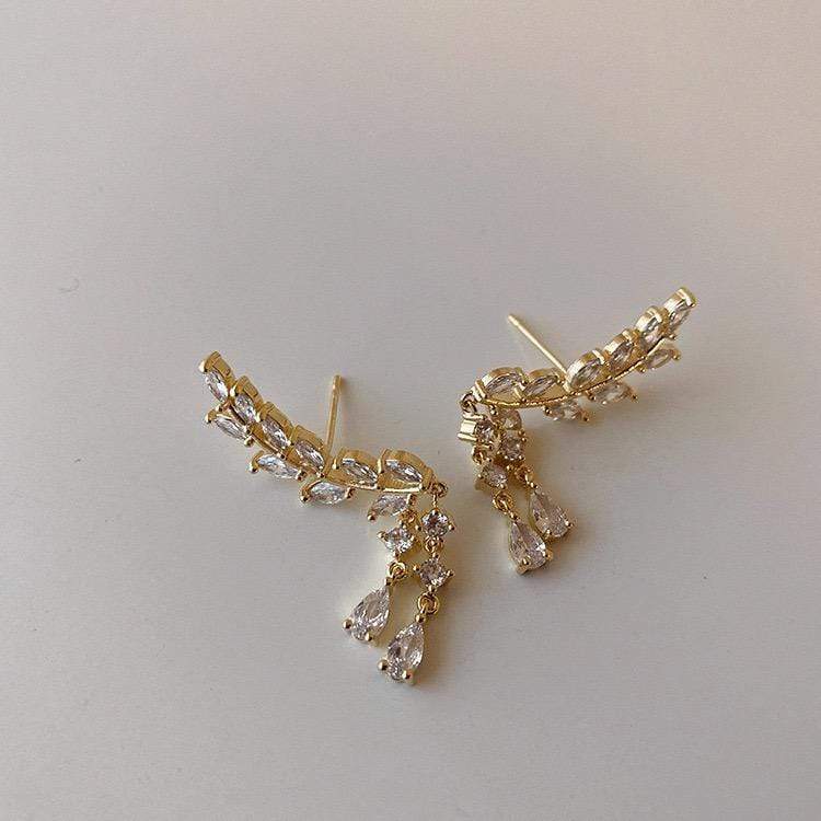 White Tanuki Golden Ivy Earrings