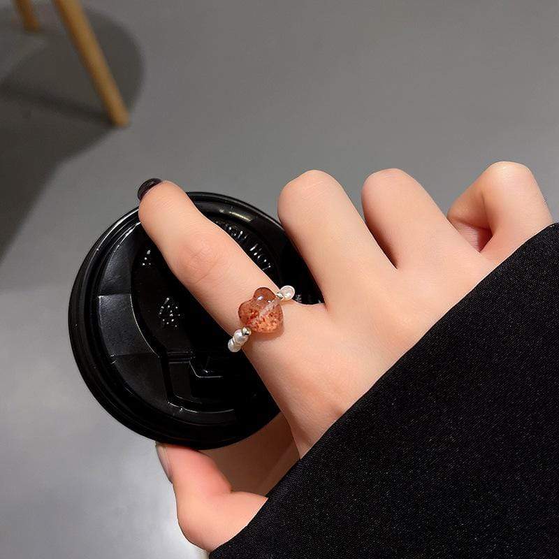 White Tanuki JZ505金-草莓晶 Strawberry Heart Ring