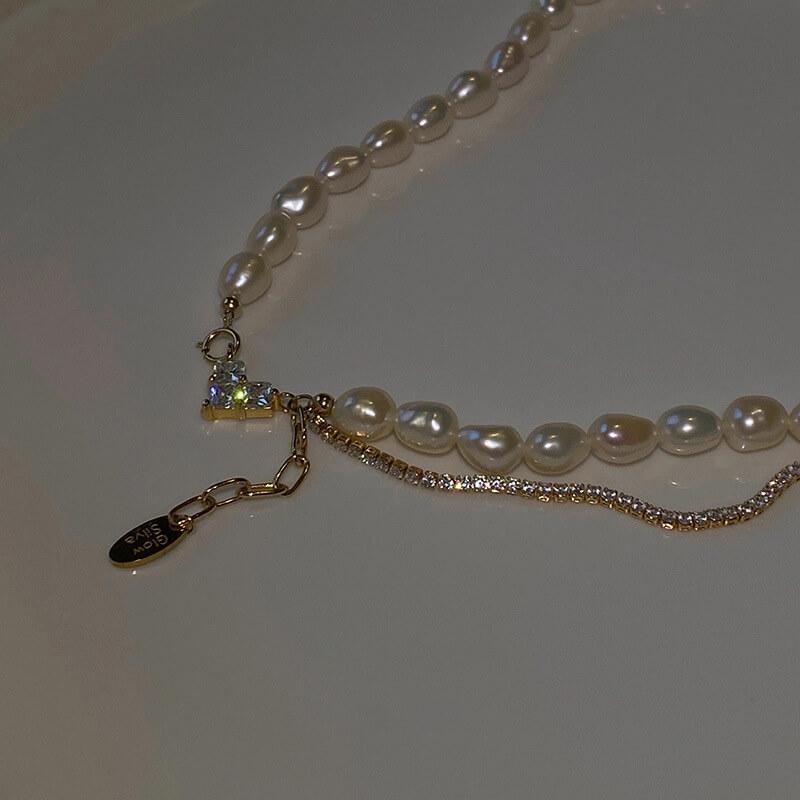 White Tanuki Layered Pearl Necklace