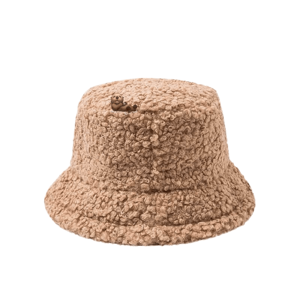 White Tanuki Light Brown Teddy Bucket Hat