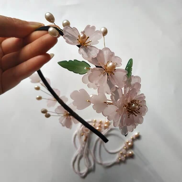 White Tanuki Light Pink [HANDMADE] Floral Angel Headpiece