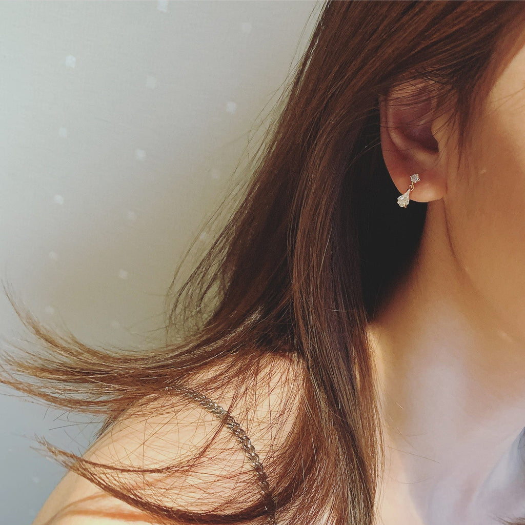 White Tanuki Mini Crystal Earrings
