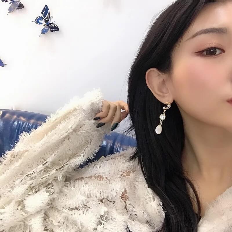 White Tanuki Moon Child Earrings