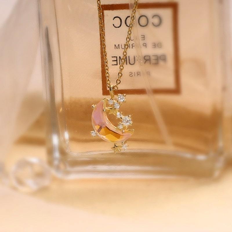 White Tanuki Moonlight Pendant Necklace