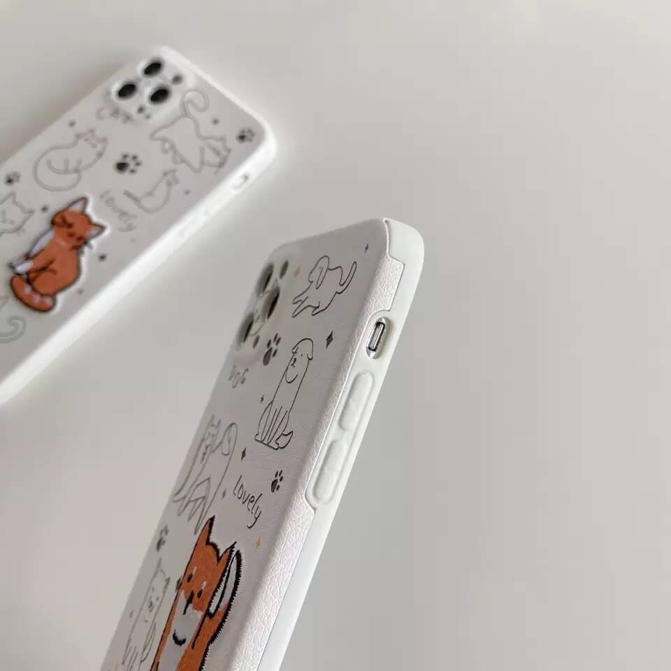 White Tanuki My Pets Embroidered Phone Case