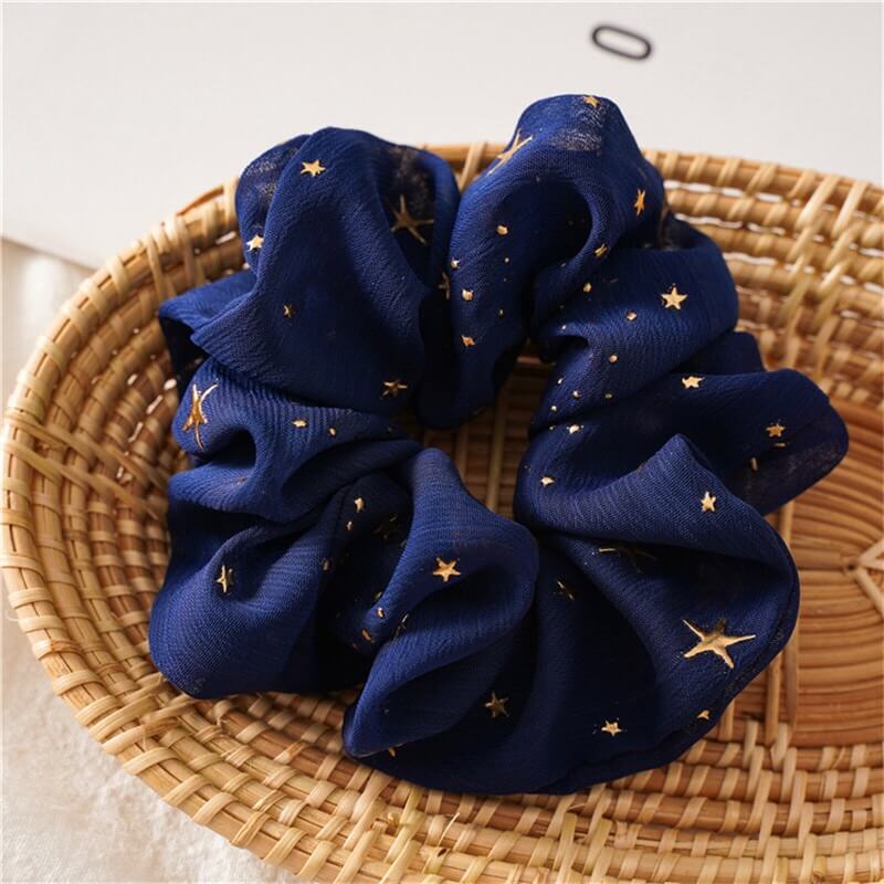 White Tanuki Navy blue / Standard Midnight Stars Scrunchies