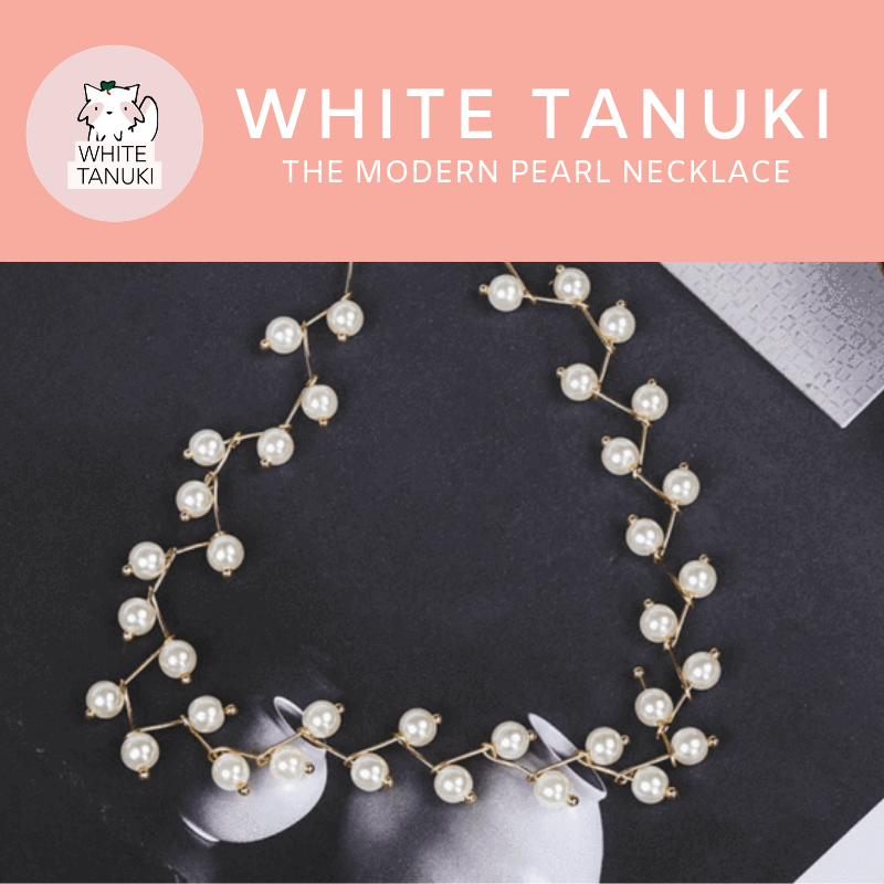 White Tanuki Necklace The Modern Pearl Necklace